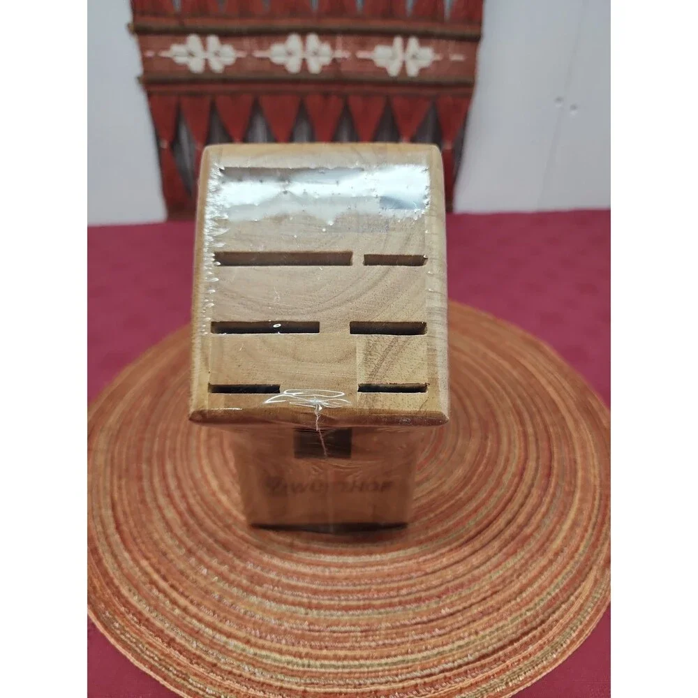 WUSTOF 9 Slot Knife Block Solid Birch Natural #7250-1-100 New In Packging No Box